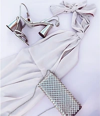 Landry Metal Mesh Crystal Clutch