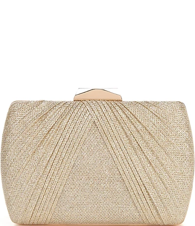Landry Pleated Lurex Tweed Minaudiere Clutch