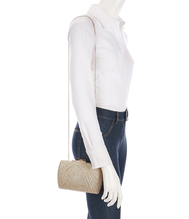 Landry Pleated Lurex Tweed Minaudiere Clutch