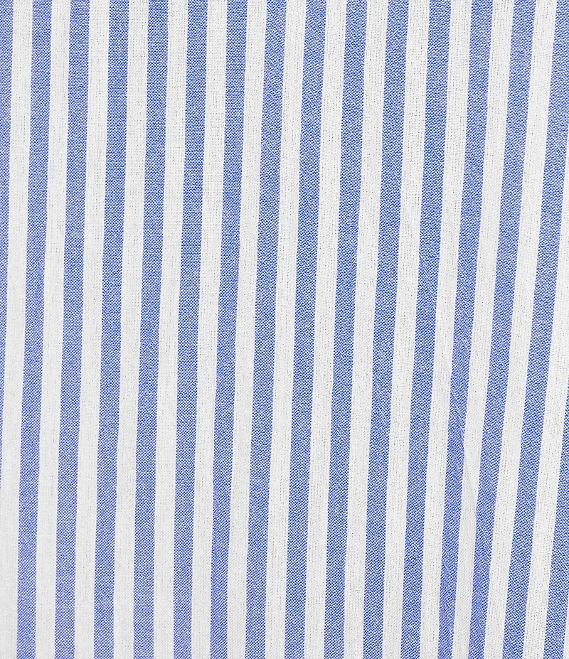 Kate Landry Plus Size Yarn Dye Woven Short Sleeve Split Collared Long Caftan