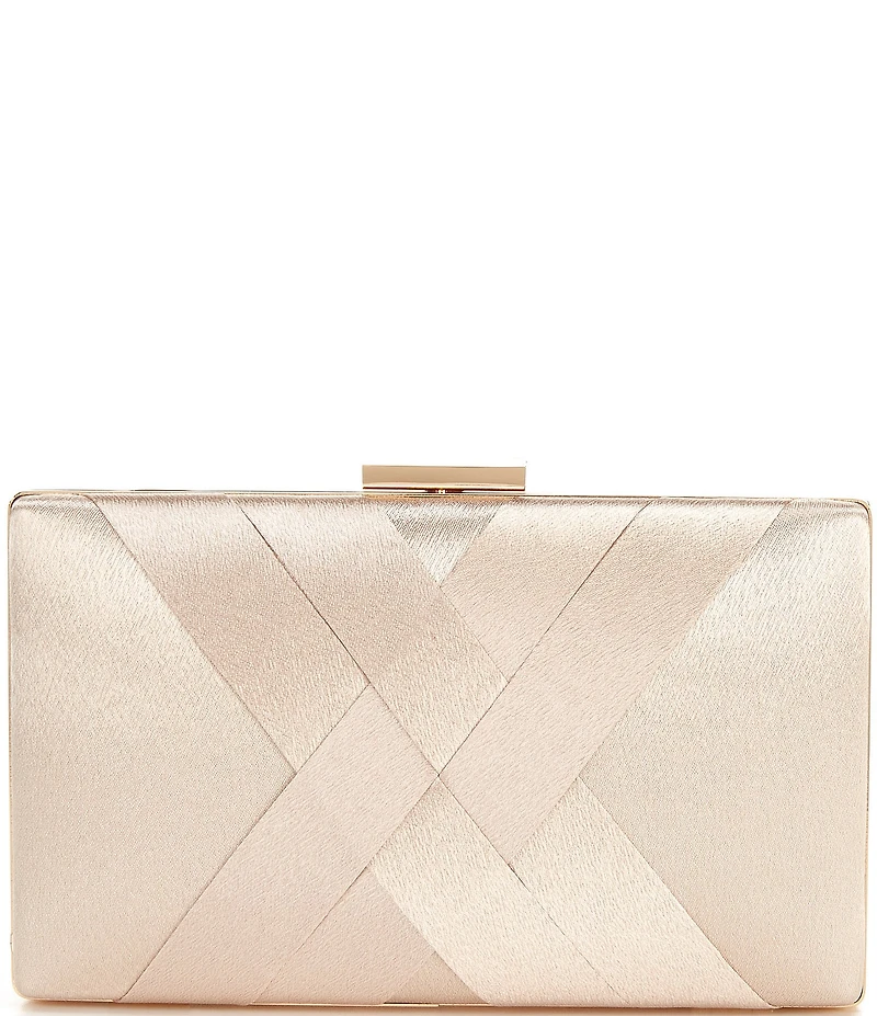 Landry Satin Woven Front Minaudiere Clutch