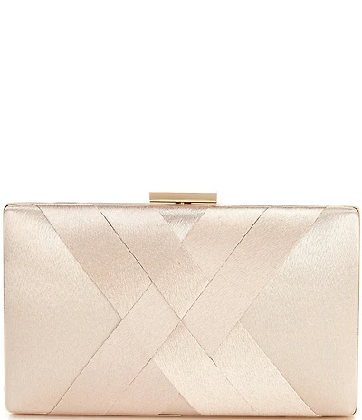 Landry Satin Woven Front Minaudiere Clutch