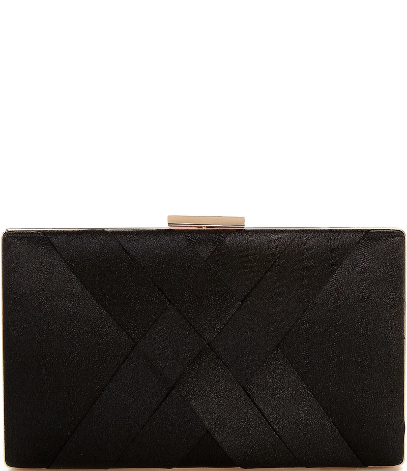 Landry Satin Woven Front Minaudiere Clutch