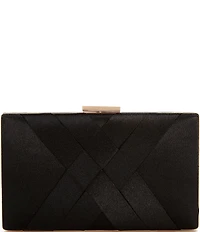 Landry Satin Woven Front Minaudiere Clutch