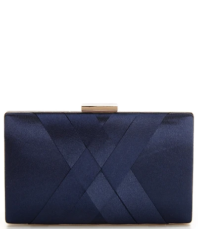 Landry Satin Woven Front Minaudiere Clutch Bag