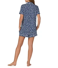 kate spade new york Abstract Spot Print Short Sleeve Notch Collar Jersey Knit Shorty Pajama Set