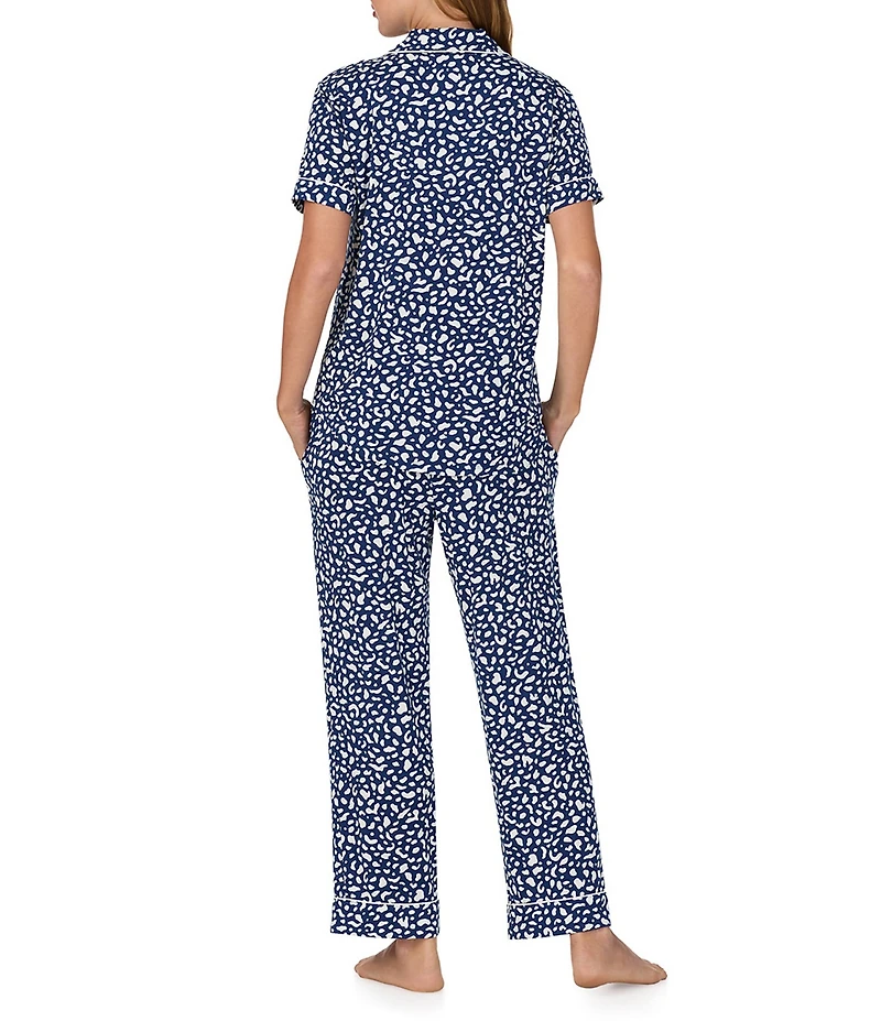 kate spade new york Abstract Spots Print Short Sleeve Notch Collar Jersey Knit Cropped Pajama Set