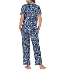 kate spade new york Abstract Spots Print Short Sleeve Notch Collar Jersey Knit Cropped Pajama Set