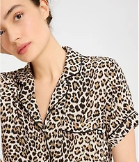 kate spade new york Animal Print Short Sleeve Notch Collar Knit Shorty Pajama Set