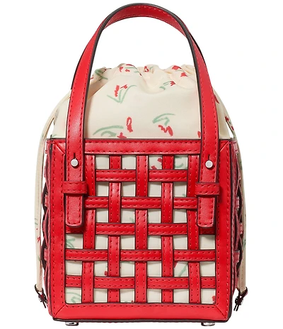 kate spade new york Basket Leather Woven Drawstring Bag