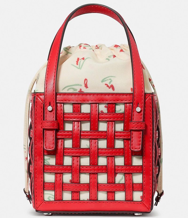 kate spade new york Basket Leather Woven Drawstring Bag