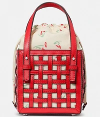 kate spade new york Basket Leather Woven Drawstring Bag