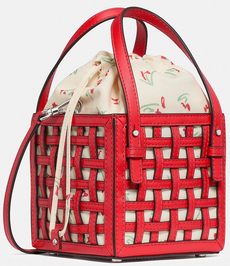 kate spade new york Basket Leather Woven Drawstring Bag