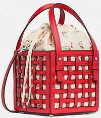 kate spade new york Basket Leather Woven Drawstring Bag
