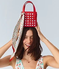 kate spade new york Basket Leather Woven Drawstring Bag