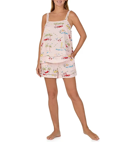 kate spade new york Beach Day Print Sleeveless Square Neck Woven Shorty Pajama Set
