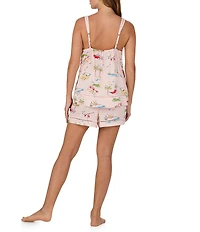 kate spade new york Beach Day Print Sleeveless Square Neck Woven Shorty Pajama Set