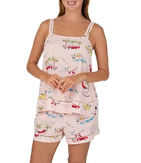 kate spade new york Beach Day Print Sleeveless Square Neck Woven Shorty Pajama Set