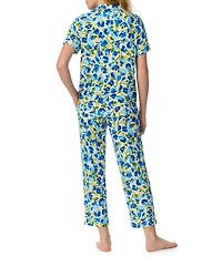 kate spade new york Blooming Garden Print Short Sleeve Notch Collar Jersey Knit Cropped Pajama Set