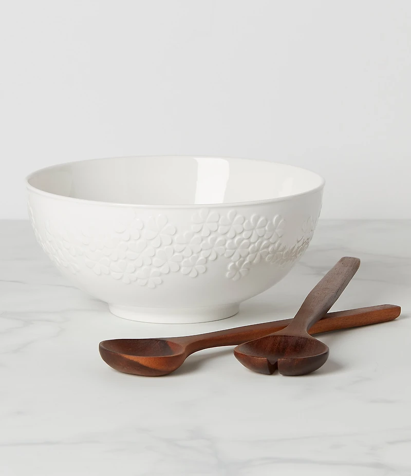 kate spade new york Blossom Lane Salad Bowl with Wooden Servers
