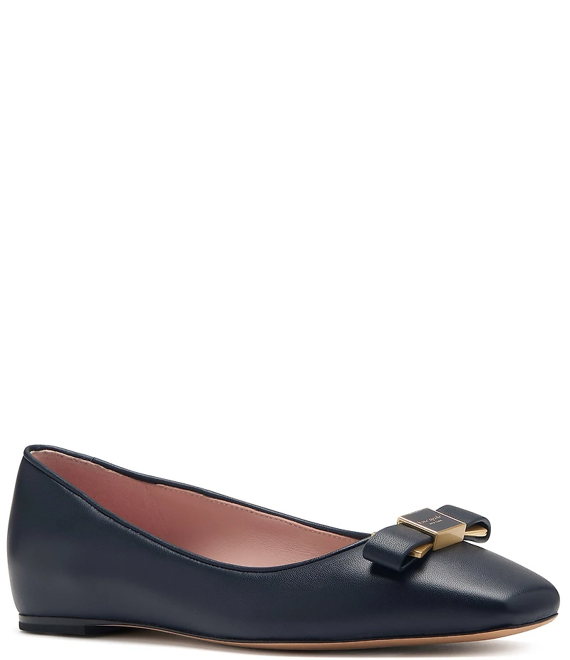 kate spade new york Bowdie Leather Bow Logo Detail Ballet Flats