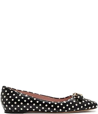 kate spade new york Bowdie Polka Dot Leather Logo Hardware Detail Bow Ballet Flats