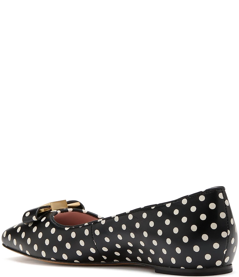 kate spade new york Bowdie Polka Dot Leather Logo Hardware Detail Bow Ballet Flats