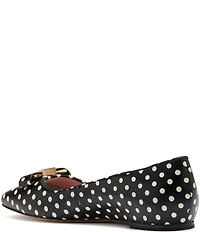 kate spade new york Bowdie Polka Dot Leather Logo Hardware Detail Bow Ballet Flats