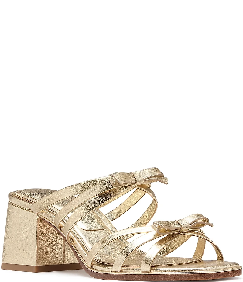 kate spade new york Carolina Metallic Leather Bow Slide Sandals