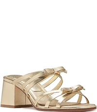 kate spade new york Carolina Metallic Leather Bow Slide Sandals