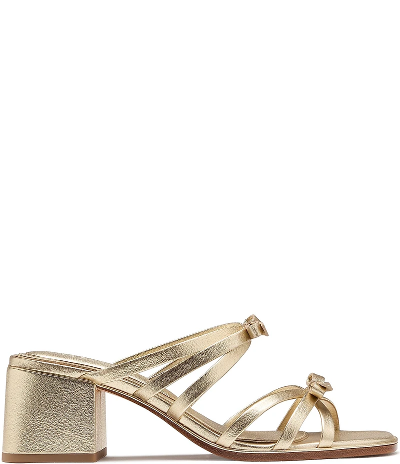 kate spade new york Carolina Metallic Leather Bow Slide Sandals