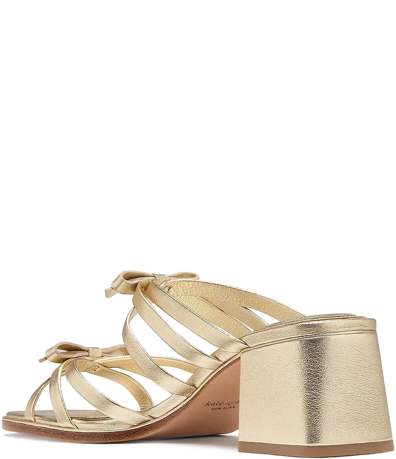 kate spade new york Carolina Metallic Leather Bow Slide Sandals