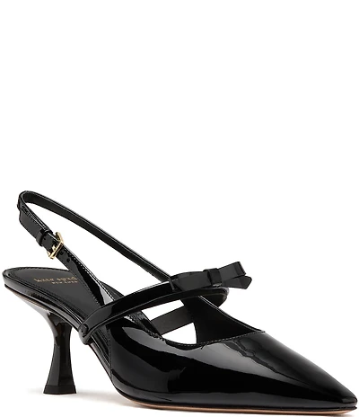 kate spade new york Carolina Patent Leather Slingback Bow Detail Pumps