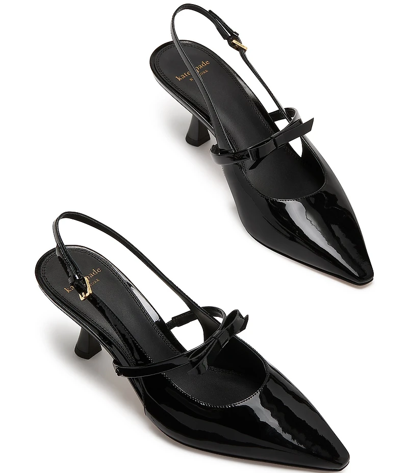kate spade new york Carolina Patent Leather Slingback Bow Detail Pumps