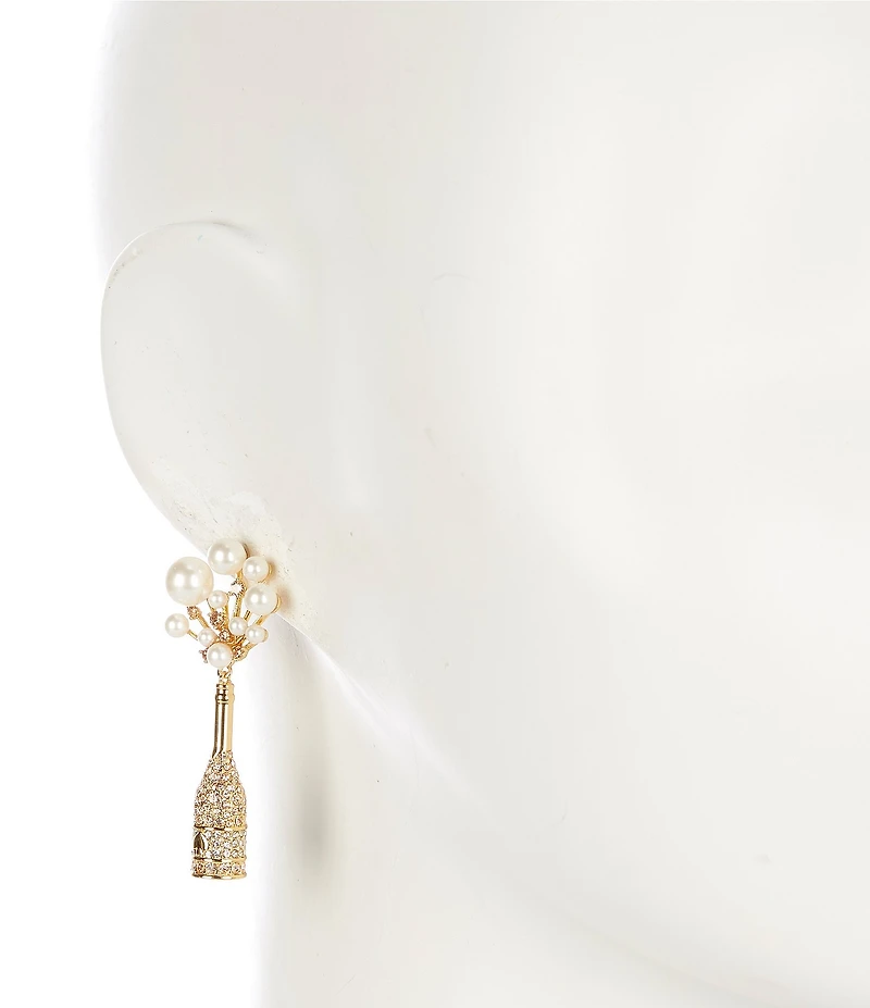 kate spade new york Cheers To That Crystal and Pearl Novelty Statement Drop Earrings