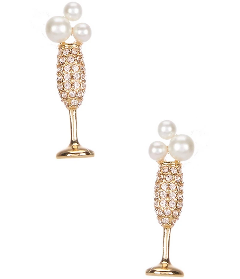 kate spade new york Cheers To That Crystal Pearl Novelty Stud Earrings