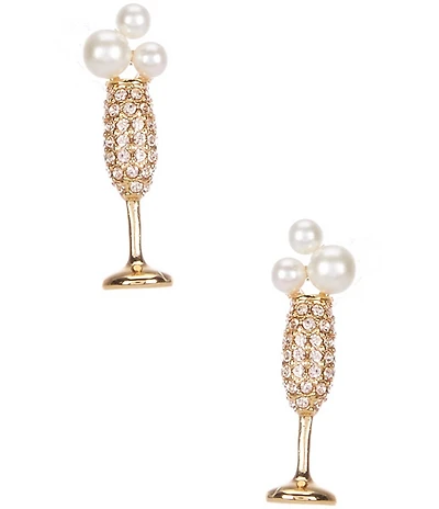kate spade new york Cheers To That Crystal Pearl Novelty Stud Earrings
