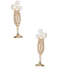 kate spade new york Cheers To That Crystal Pearl Novelty Stud Earrings