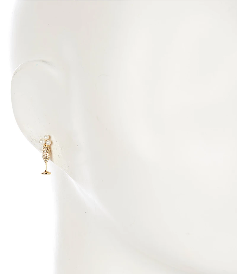 kate spade new york Cheers To That Crystal Pearl Novelty Stud Earrings