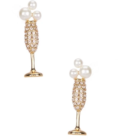 kate spade new york Cheers To That Crystal Pearl Novelty Stud Earrings