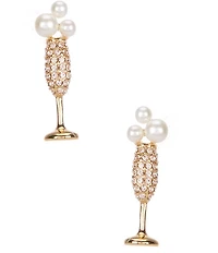 kate spade new york Cheers To That Crystal Pearl Novelty Stud Earrings