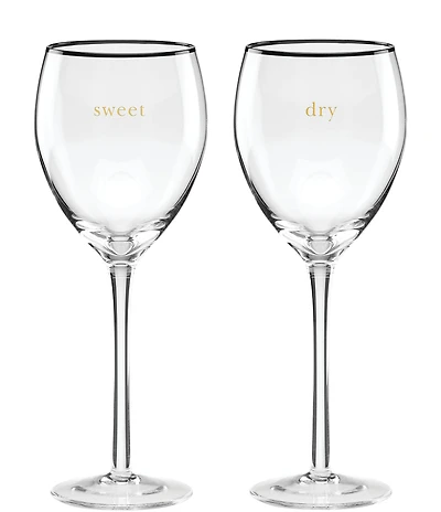 kate spade new york Cheers To Us Sweet & Dry Wine Glasses, Set of 2