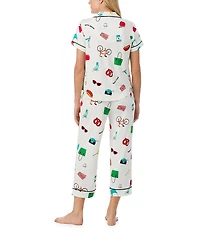 kate spade new york City Element Print Short Sleeve Notch Collar Cropped Pajama Set
