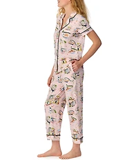 kate spade new york City Strolls Print Short Sleeve Notch Collar Brushed Jersey Knit Cropped Pajama Set
