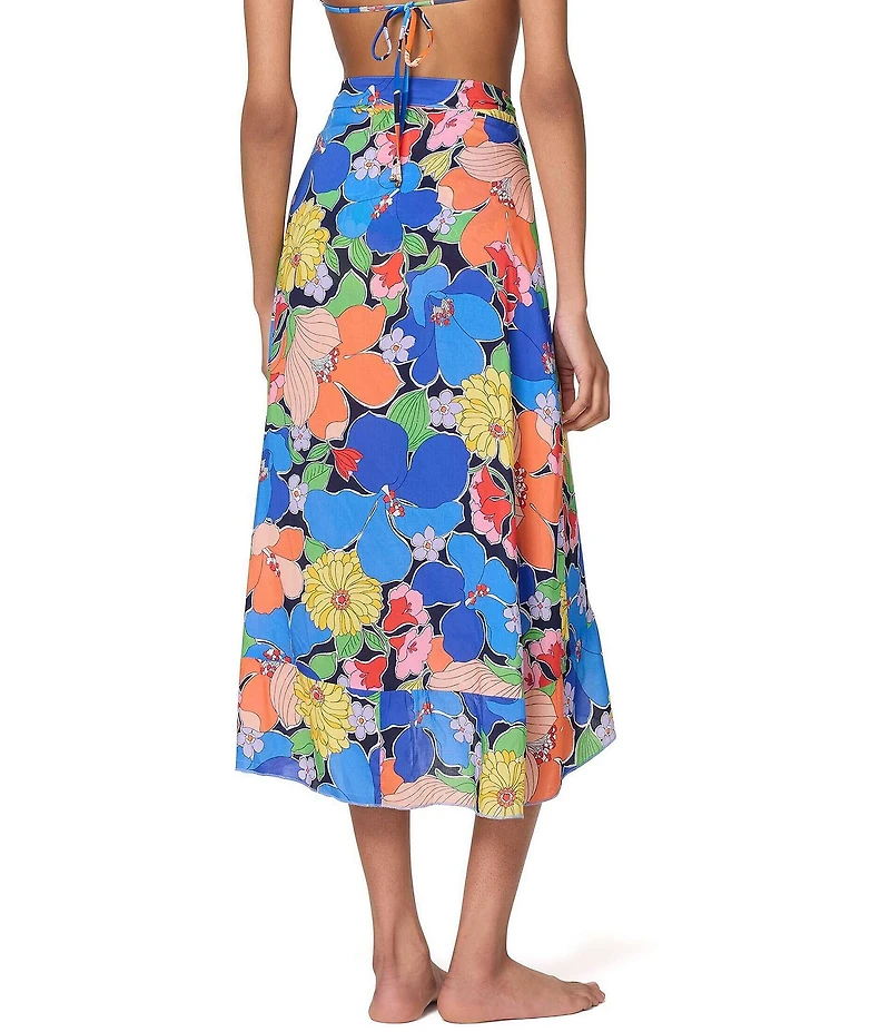 kate spade new york Coastal Floral Multi Ruffle Wrap Pareo Swim Cover-Up