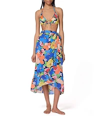 kate spade new york Coastal Floral Multi Ruffle Wrap Pareo Swim Cover-Up