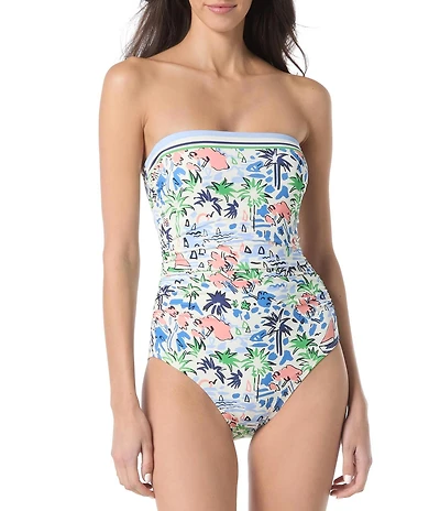 kate spade new york Coastal Town Shirred Bandeau One Piece Swimsuit