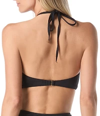 kate spade new york Contrast Rosette Solid High Neck Bra Swim Top