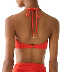 kate spade new york Contrast Rosette Solid High Neck Bra Swim Top