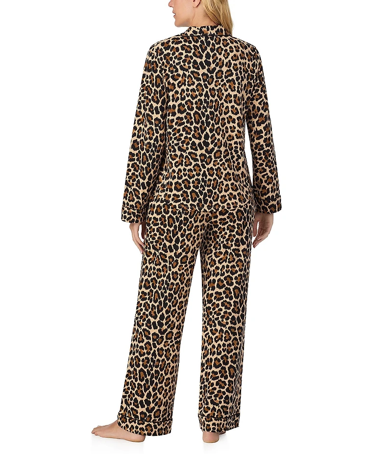 kate spade new york Cozy Jersey Knit Animal Print Long Sleeve Notch Collar Holiday Pajama Set